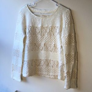 Semi sheer lace detail sweater